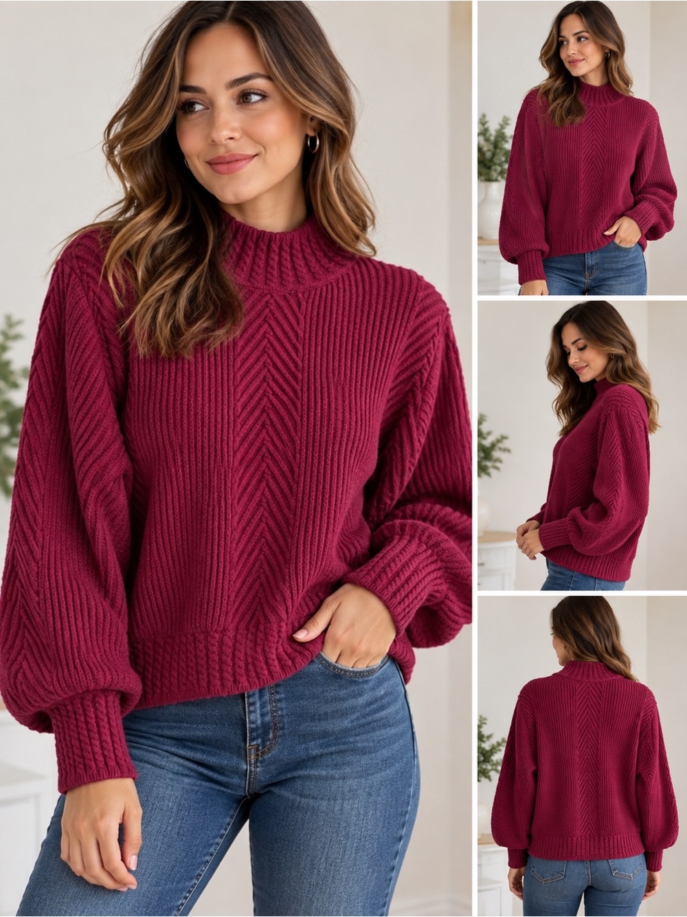 Philosophy Ribbed Mock Neck Sweater in Deep Berry NWOT 💕🤍